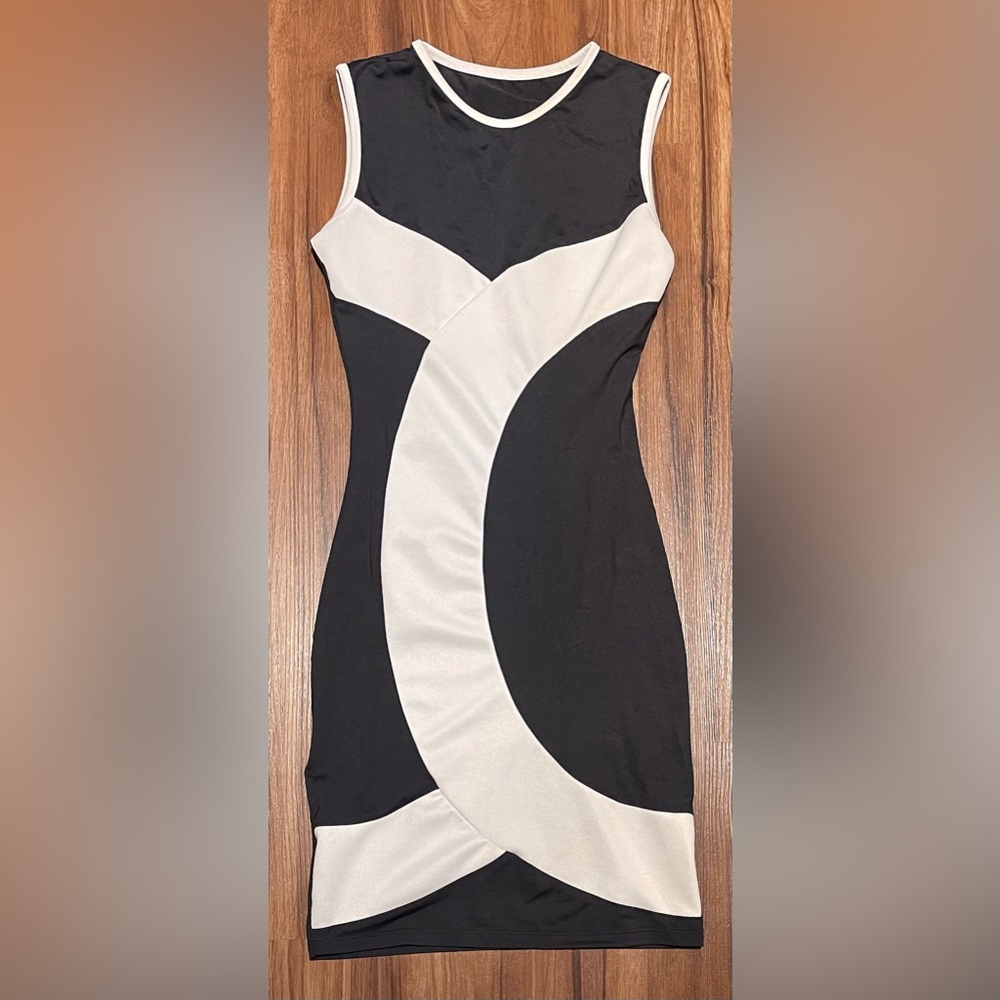 AM PM by Espiral Black & White Bodycon Casual Summer Dress - S